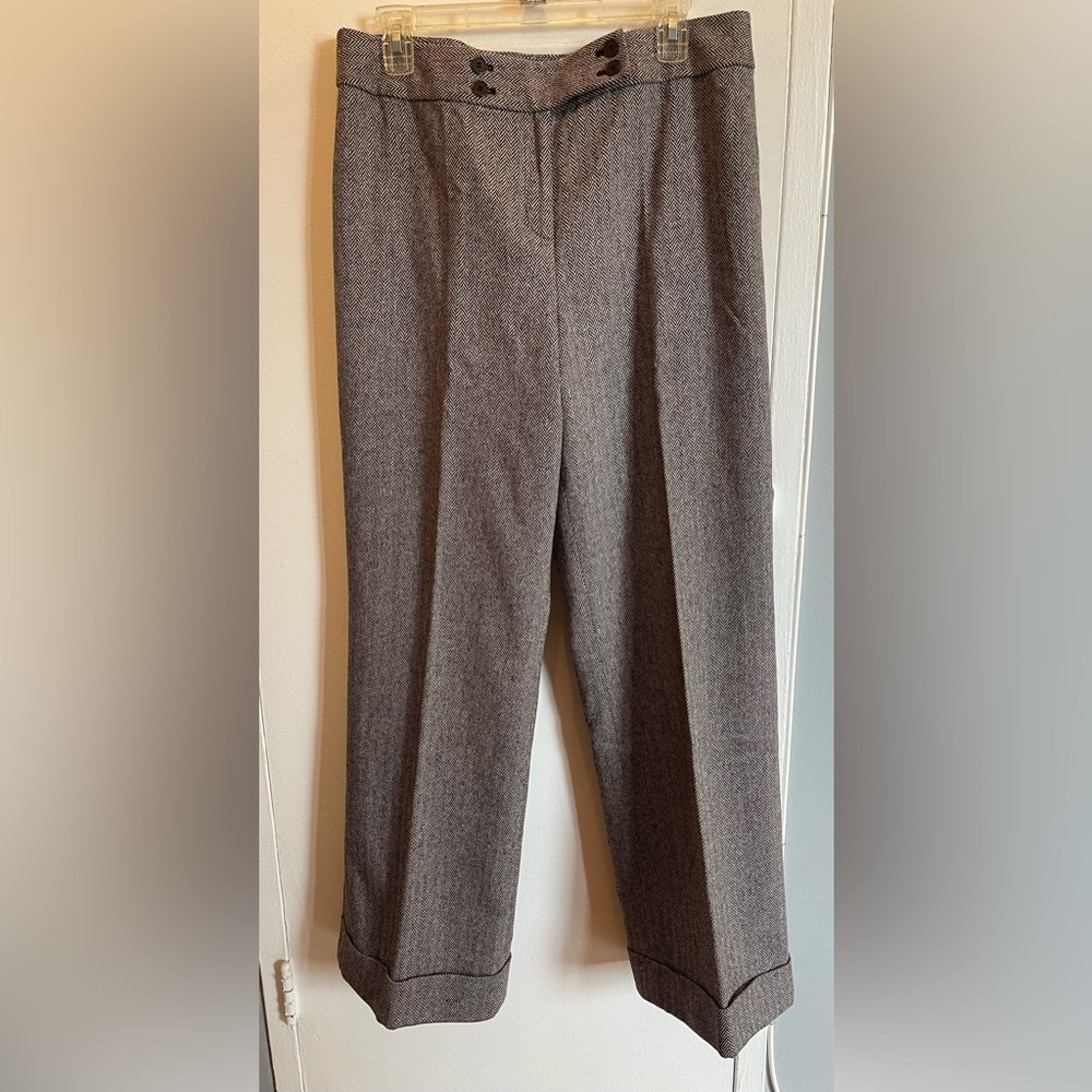Ann Taylor Loft Grey Plad Classic Wool Pants Size 14 nwot inseam 31.5
